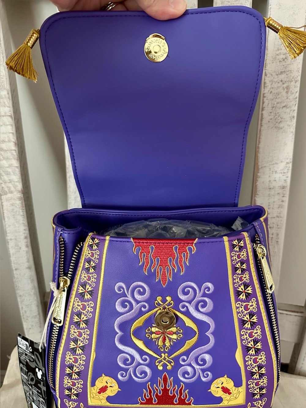Loungefly Exclusive Disney Aladdin Magic Carpet Drawstring Mini Backpack - Picture 7 of 9